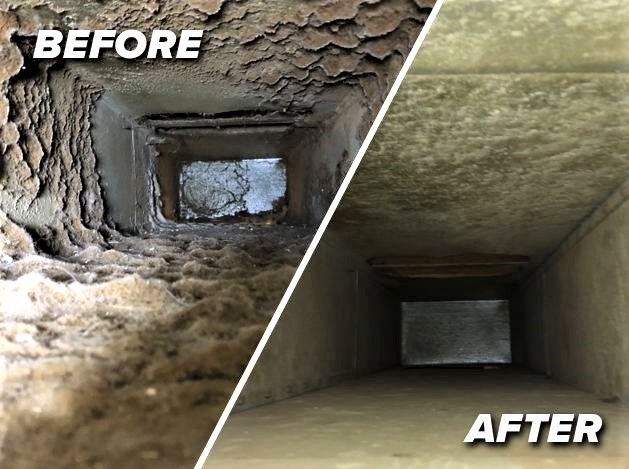 air duct cleaning before and after photo